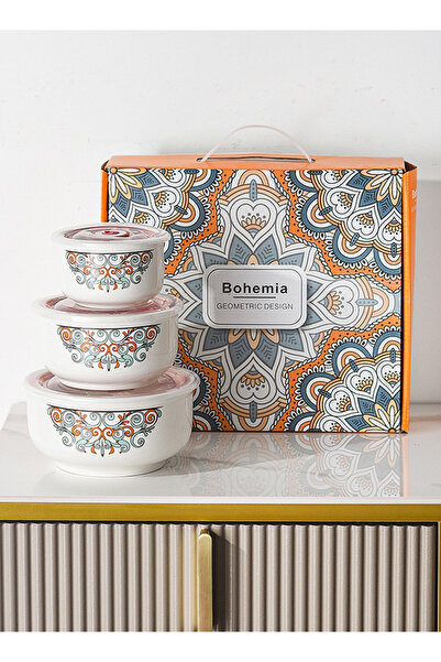 Generic Brand 3PCS/Set New Bone China Lunch Box Ceramic Fresh-Keeping Bowl Wi...
