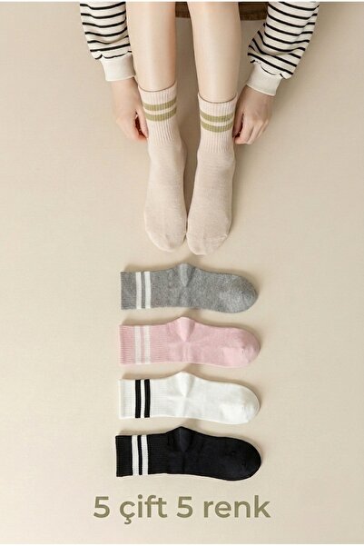 HANKARAYEL 5'Pair Women's Striped Tennis Socks