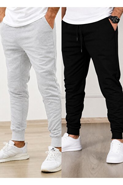TORUK MAKTO Set de 2 pantaloni de trening unisex cu tiv cu nervuri Jogger, cu...