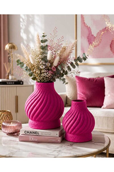 VARKAL Modern Curved Decorative Vase Set of 2 – Ceramic-Looking Matte Texture...