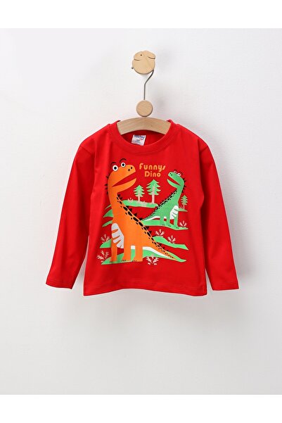 MiniKids Bluza subtire Funny Dino, rosu