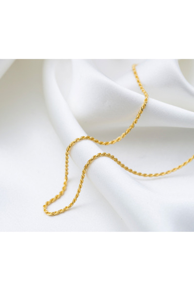 Stemma Jewelry Colier Lant Twisted Rope din Argint 925, cu Zirconiu, Placat c...