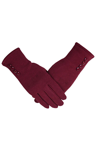 VeeShop Elegant touchscreen gloves for women with buttons - Cherry