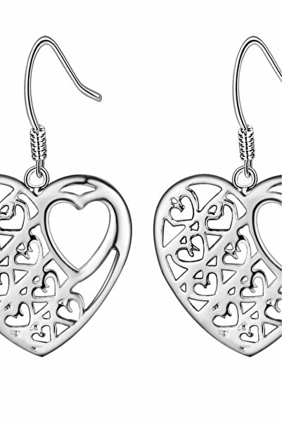 VeeShop Μίνιμαλ επάργυρα σκουλαρίκια, επίπεδες καρδιές με μικρές κομμένες καρ...