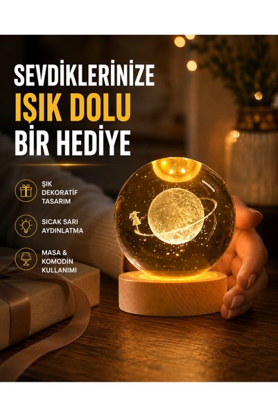 Lisinya تصميم مجسم فتاة على شكل كرة أرضية مزخرفة بإضاءة صفراء مع حامل خشبي