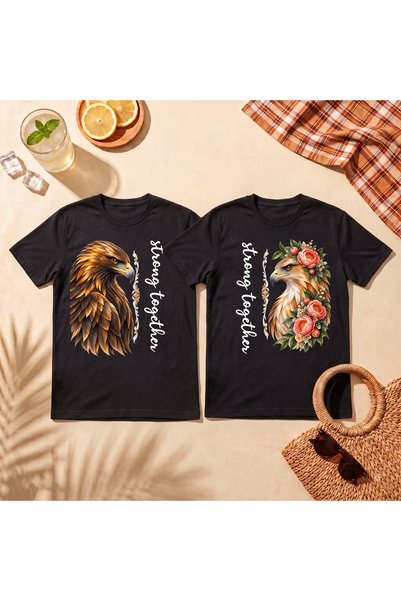 l'eivor Kartal Strong Together Printed Spouse Lover Couple Combination T-Shirt