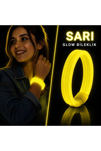 Generic Brand Yellow Thick Glow Bracelet – Glowing Bracelet for Parties and F...