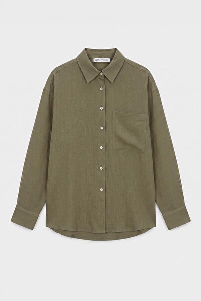 BSL %100 Keten Oversize Gömlek