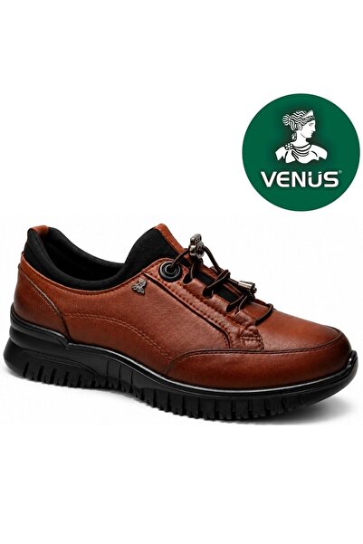 Venüs Alnus Genuine Leather Orthopedic Women's Casual Shoes Taba