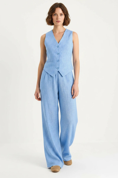 Şeker Portakalım Women's High Waist Lined Blue Bottom-Top Set