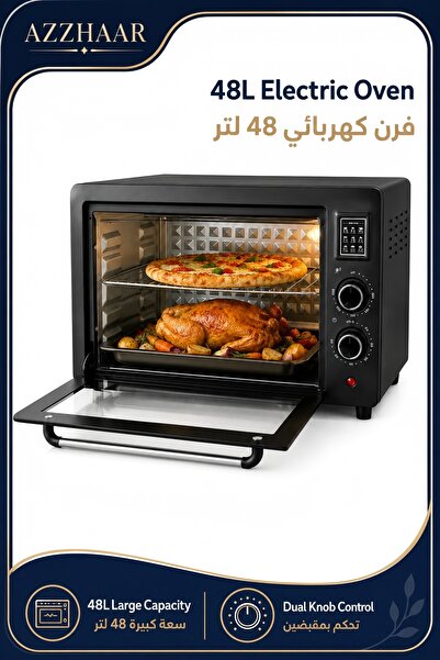 AZZHAAR Electric Countertop Oven, 48L 2000W Family-Size Toaster Oven with Upp...