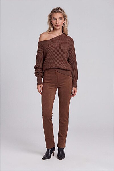 Vitrin High Waist Suede Trousers