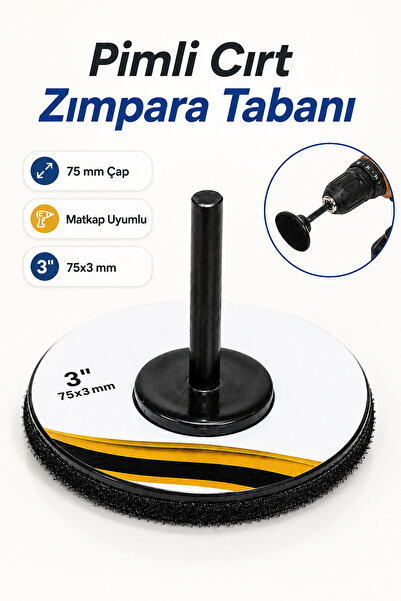 NZB (1 Adet) Pimli Cırtlı Zımpara Tabanı 75x3 mm Matkap Uyumlu Zımpara Disk T...