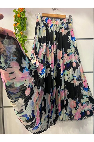 edu collection Patterned Chiffon A-Line Skirt Lined