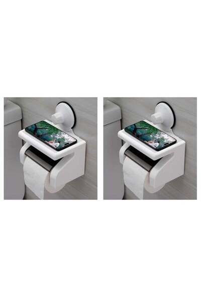 DRAMA HOME Paper towel holder with magic suction cup, two pieces, white