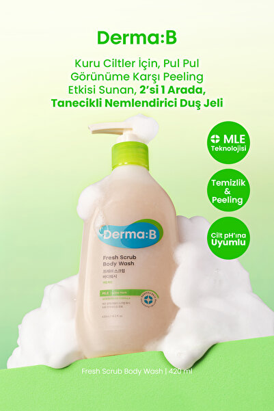 Derma B Kuru Ciltler İçin Peeling Etkisi Sunan Tanecikli Nemlendirici Duş Jel...