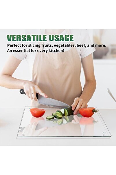 MODERN Seelenruhe Tempered Glass Cutting Board for Kitchen Counter, 12x16 inch Clear Cutting Board for Countertop, Non-Slip, Heat-Resistant, Easy to Clean, Kitchen Decoration
