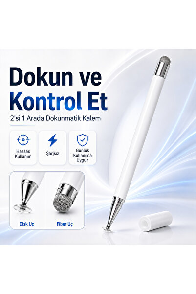 Sneezy Huawei MatePad 11/11,5 SE İle Uyumlu Çift Uçlu Dokunmatik Kalem Disk F...