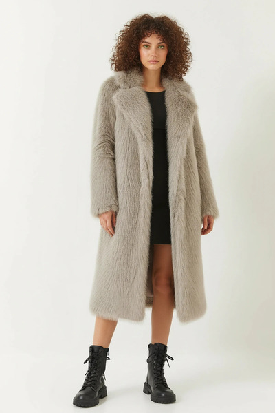 Efnaz style Women's Long Fur-Lined Smoke Coat