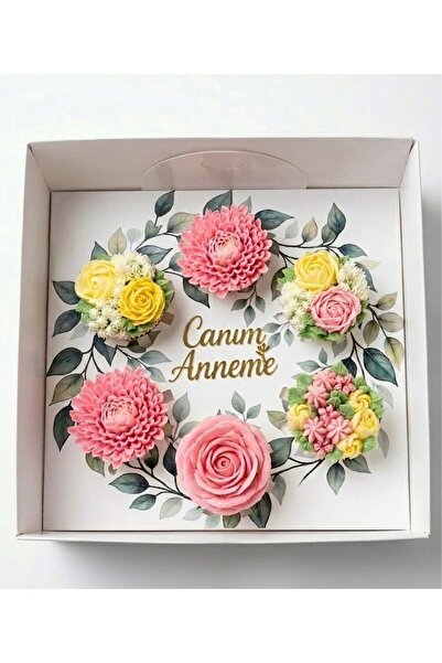 EgeConcept ANNELER GÜNÜNE ÖZEL YAPRAK DESENLİ 6 Lı CUPCAKE KUTUSU VE CANIM AN...