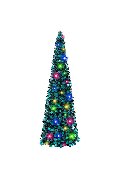 OtherMax Brad artificial de Crăciun pliabil cu iluminare LED verde 150 cm — b...