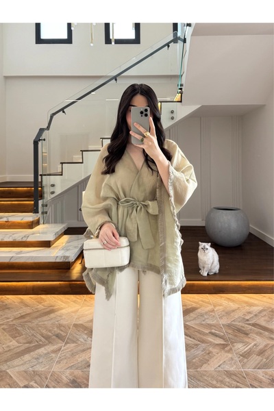 manoire Püskül Detaylı Liyosel Kuşaklı Kimono