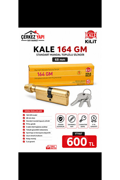 Genel Markalar Kale Kilit 164 GM Standart Mandal Topuzlu Silindir – 68 mm