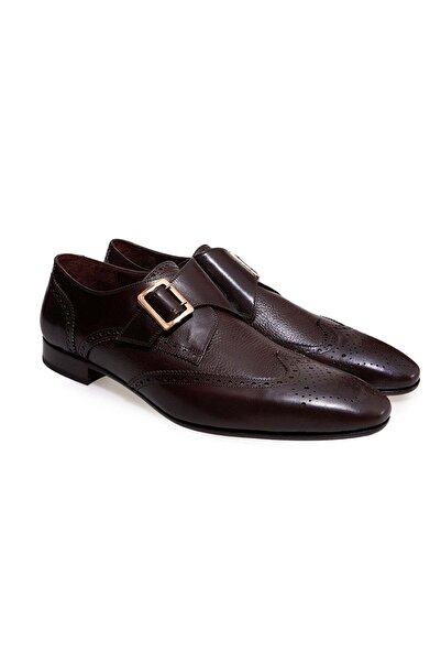 FRANCO CALVANI Brown Laceless Genuine Leather Men's Shoes