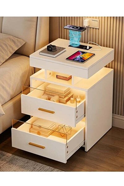 Generic LED Nightstand with Wireless Charging Station And USB Type-C Ports, 2...