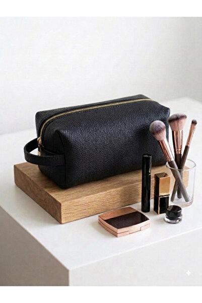 RONYA LEATHER Vegan Deri Organizer Makyaj Çantası Günlük Kullanım İçin Çok Am...