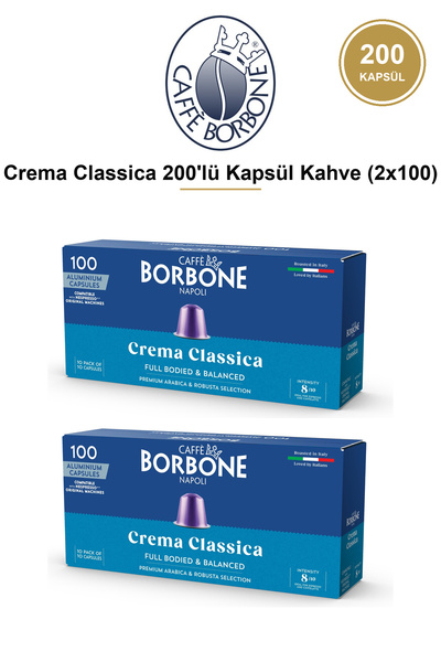 Caffe Borbone Caffè Borbone Crema Classica 200 Kapsül 2x100 Nespresso Uyumlu ...