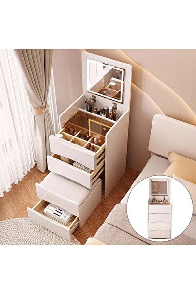 Generic Makeup Table with Flip Top Mirror and Removable Storage Padded Seat S...