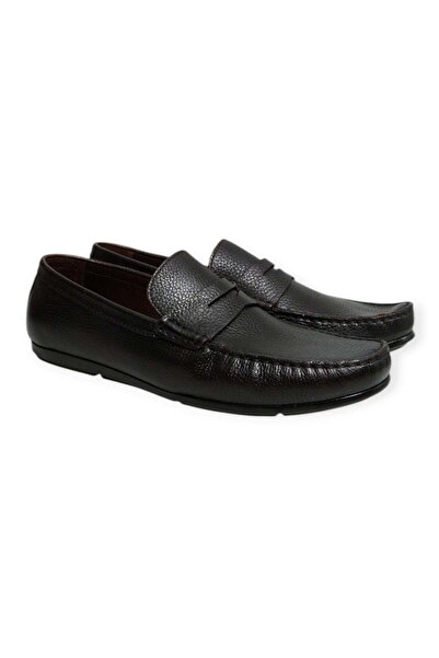 FRANCO CALVANI Brown Laceless Genuine Leather Men's Shoes