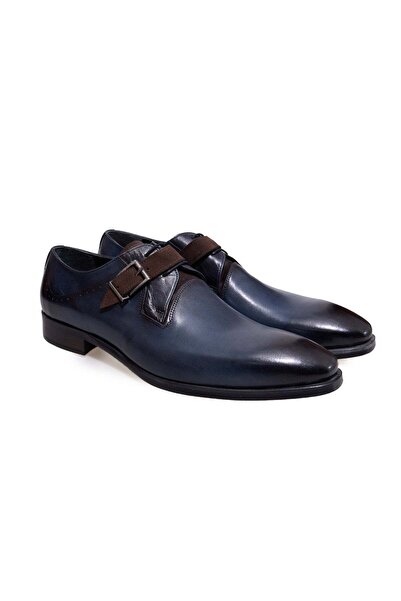 FRANCO CALVANI Dark Blue Color Lace-Up Genuine Leather Men's Shoes