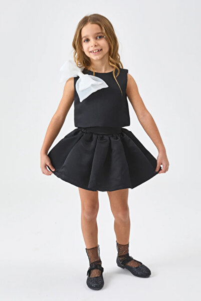 NOBLEKIDS Le Mabelle Girls Organza Bow Detailed Blouse and Balloon Skirt Set ...