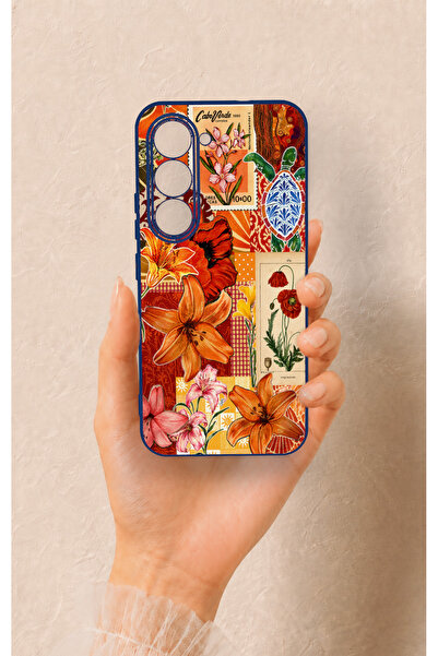Vip Case Tecno Spark 40 Pro Uyumlu Turuncu Zambak Desenli Silikon Kılıf