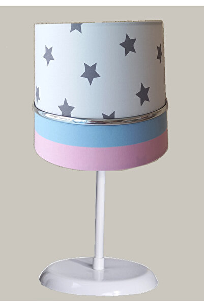 ONAY M Starry Pink Blue Fabric Covered Bedroom Youth and Children's Room Lamp...