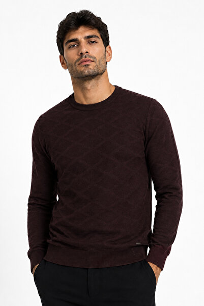 Pulltonic Men's Crew Neck Abstract Patterned Knitwear Sweater