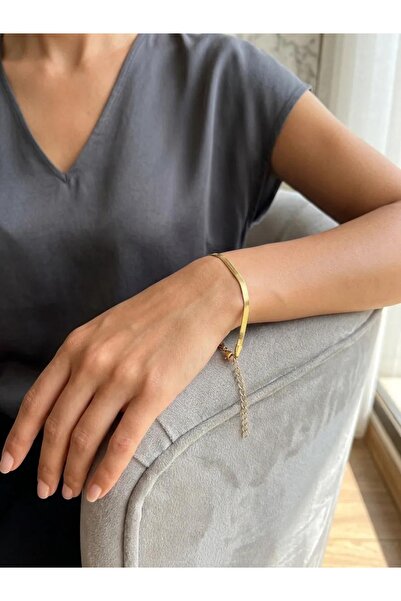 ZEY Steel Bracelet Gold Color Herringbone Chain Women's Bracelet Stylish Eleg...