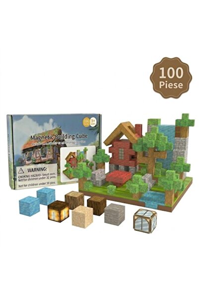 STELAMOS Blocuri magnetice 100 de piese, STELAMOS, Set de construcție cu cubu...