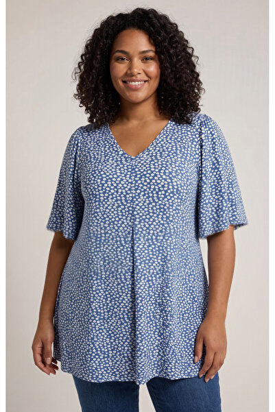 Mügerella EST.2026 Plus Size Floral Patterned Comfortable Stretchy T-Shirt / ...