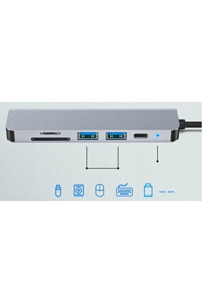 NO BRAND Adaptor multiport, stație de andocare tip C, adaptor tip C 6-în-1 K018