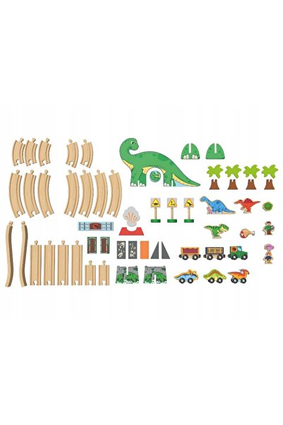 NO BRAND Playtive Trenuleț din lemn „Parcul dinozaurilor” 2+