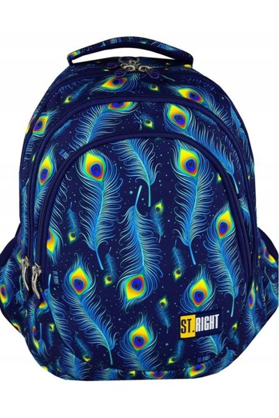 NO BRAND Rucsac cu 4 compartimente, cu design păun și pene de păun.