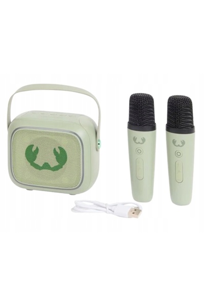 NO BRAND Difuzor portabil Fresh 'n Rebel verde, cu microfoane pentru karaoke ...