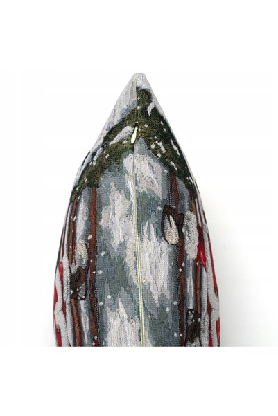 NO BRAND Husă gobelin de Crăciun, cu două fețe, model ușă verde, 45x45cm, jacard