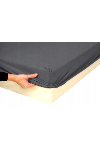 NO BRAND Cearșaf de pat din jerseu de bumbac cu elastic 160 x 200 cm grafit