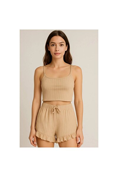 pınaxar Crop Suit - Crop Suit with Straps Lycra Beige (L)