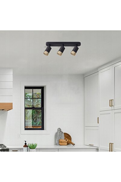 NO BRAND Spot de tavan Candellux Conti 3xGU10 negru/lemn reglabil