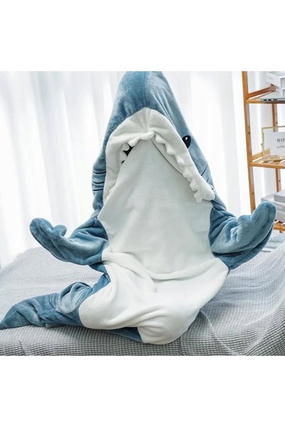 NO BRAND Pătură pijama rechin, costum de carnaval, mărimea M, lungime 140 cm